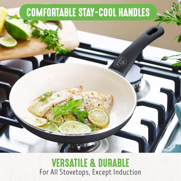 Soft Grip Healthy Ceramic Nonstick 23 Piece Kitchen Cookware Pots and Frying Sauce Saute Pans Set with Kitchen Utensils, Pfas-Free, Dishwasher Safe, Black6