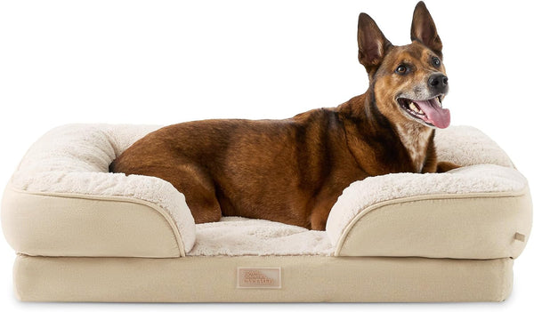 Town & Country Everyday Cuddletown Comfy Solid Bolster Sofa Pet Bed, Supportive & Calming Egg Crate Foam, Non-Slip Bottom, Machine Washable Cover, Grey, Medium 28"X23"X8"14