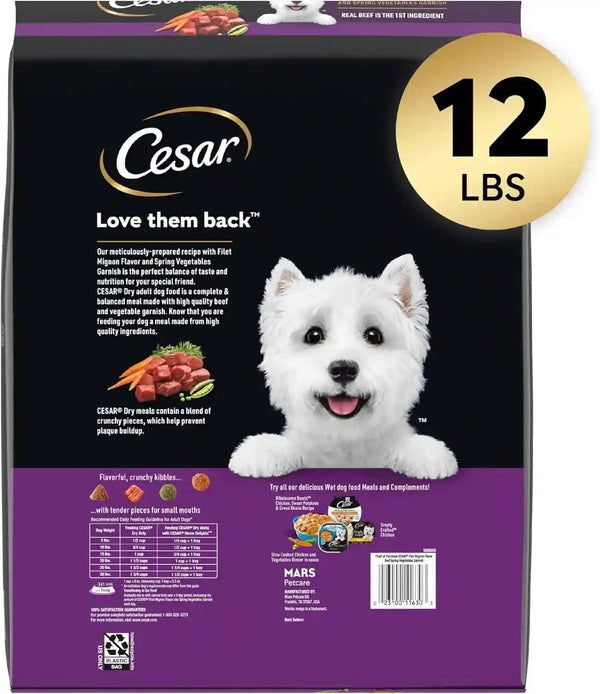 Cesar Small Breed Dry Dog Food, Filet Mignon & Spring Vegetables, 12 Lb | Made in USA, Real Beef #1 Ingredient, 26 Essential Nutrients, Supports Small Breed Health, No Artificial Flavors2