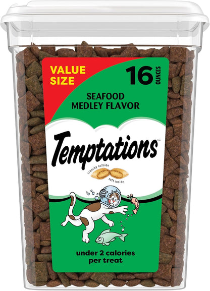 Temptations Classic Crunchy and Soft Cat Treats, Seafood Medley, 30 Oz | under 2 Calories per Treat, 100% Complete & Balanced Adult Cat Nutrition, Resealable Tub, Use as Snack, Meal, or Food Topper11
