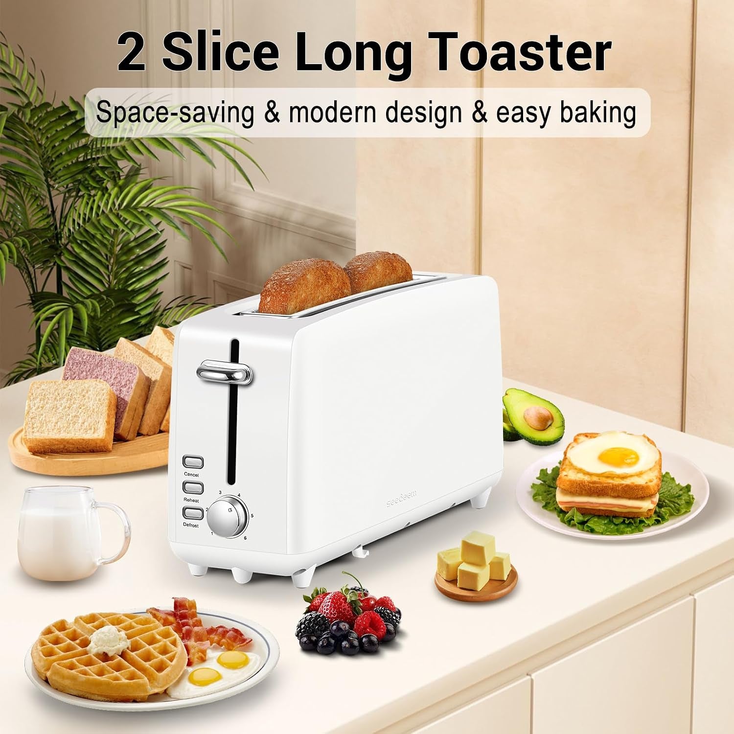 stainless-steel-toaster-2-slice-slim-10-single-long-slot-white-6-shade-settings-extra-wide-slot-fits-bagels-artisan-bread-defrost-cancel-function-removable-crumb-tray