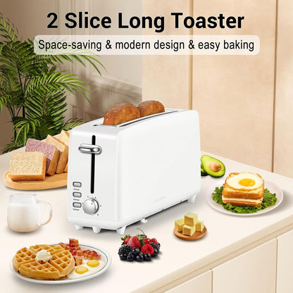 Stainless Steel Toaster 2 Slice Slim, 10" Single Long Slot, White | 6 Shade Settings, Extra Wide Slot Fits Bagels & Artisan Bread, Defrost, Cancel Function, Removable Crumb Tray7