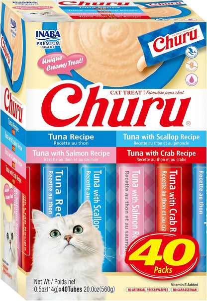 INABA Churu Cat Treats, Lickable, Squeezable Creamy Purée Cat Treat with Vitamin E, 0.5 Ounces Each Tube, 40 Tubes, Chicken Variety10