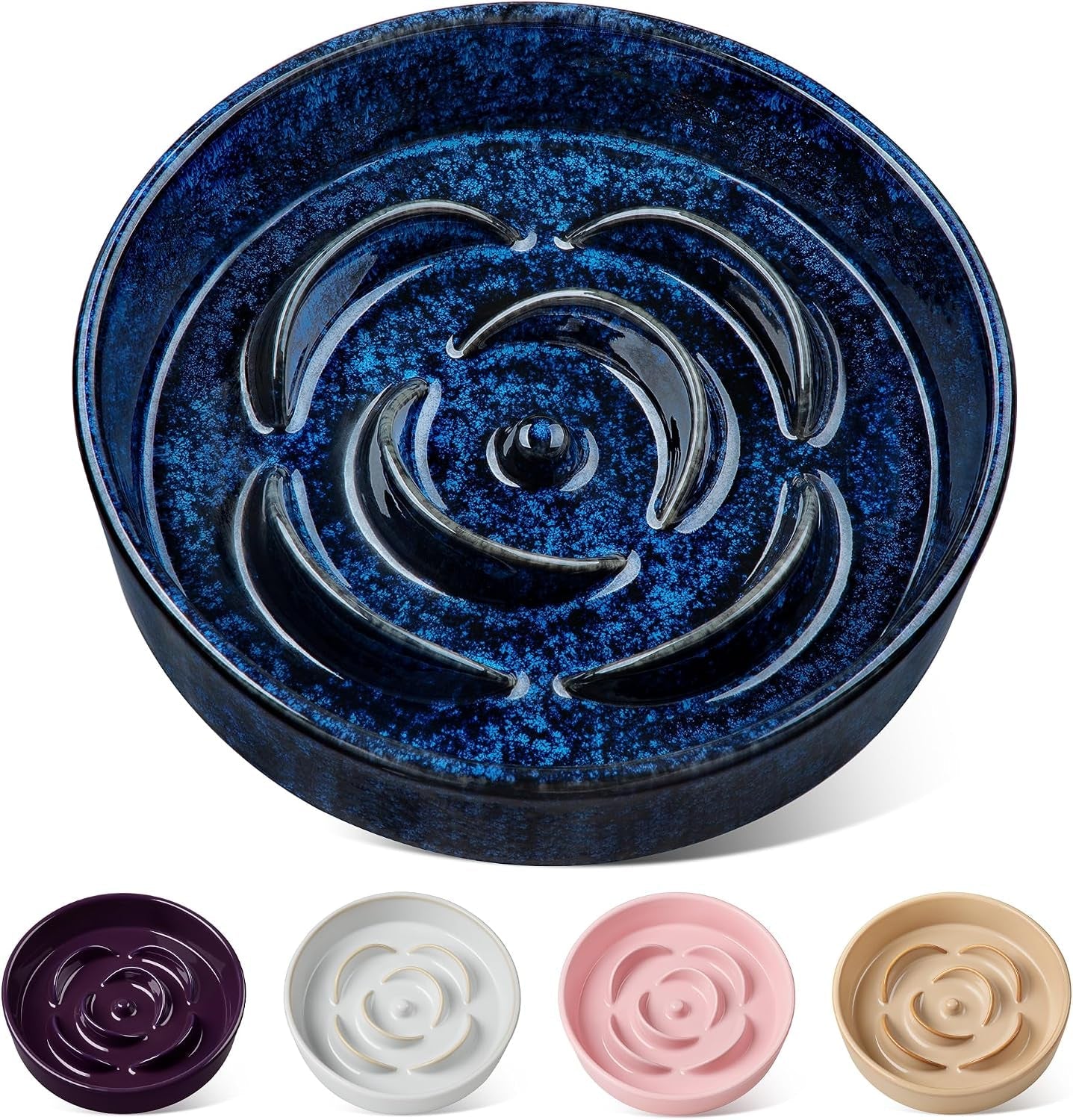 vancasso-slow-feeder-dog-bowl-0-6-cups-ceramic-dog-food-dish-for-fast-eaters-small-breed-puzzle-bowl-for-small-dogs-and-cats-blue