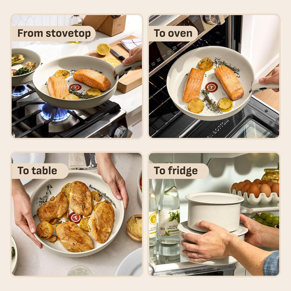 Ingenio Essentials Cookware Set with Detachable/Removable Handle 11 Piece, Granite Titanium Non Stick, Oven Broiler Safe 500F, Stackable, Pots and Pans Set, Frying Pans, Dishwasher Safe, Beige4