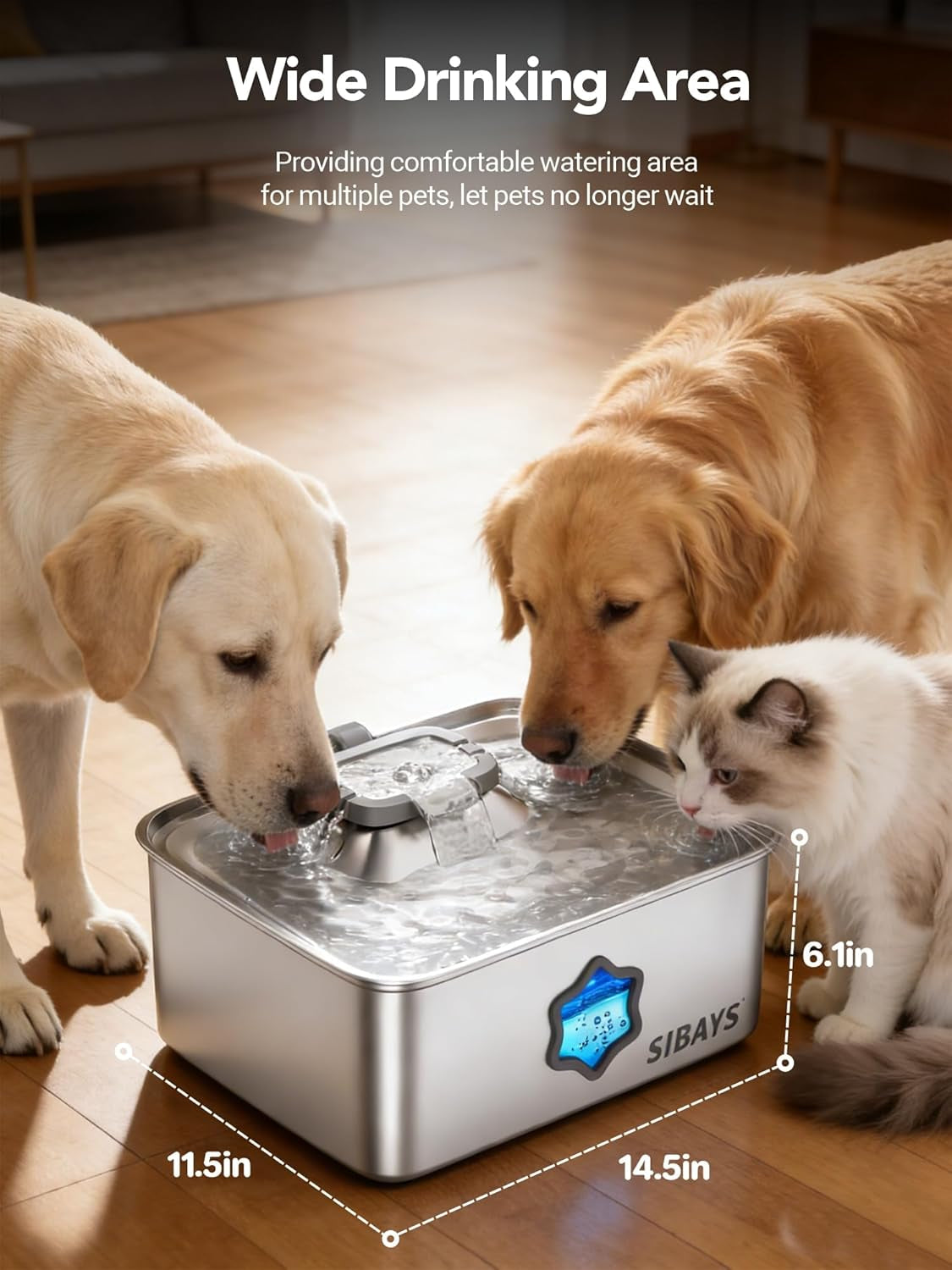 sibays-4gal-15l-dog-water-fountain-stainless-steel-pet-water-fountain-with-water-level-window-led-light-quiet-automatic-dog-water-bowl-dispenser-for-large-dogs-multi-pet-easy-to-clean-fs81