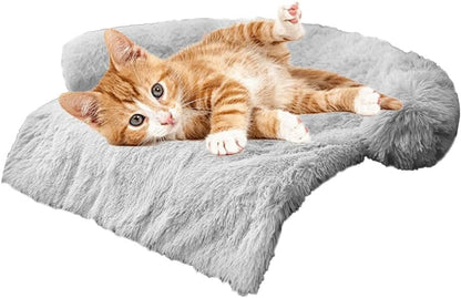 Calming Dogs/Cats Bed Mats, Dog Pad Washable Removable Couch Cover, Plush Long Fur Mat for Pets, Waterproof Lining, Perfect for Small, Medium and Large Dogs and Cats (Gradient Gray, 36"X31")41