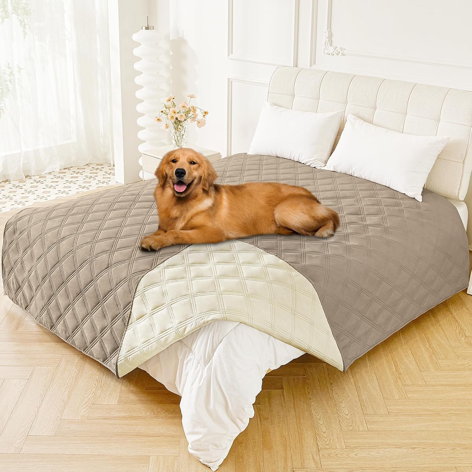 smiry-waterproof-dog-bed-cover-blanket-reversible-pet-blanket-soft-reversible-washable-leakproof-cats-dogs-couch-cover-for-sofa-couch-furniture-30x70-inch