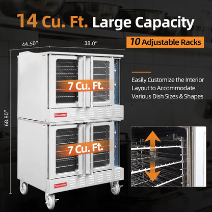Commercial Convection Oven-Double Layer Electronic Gas Control, SS430 Front, Side and Top5