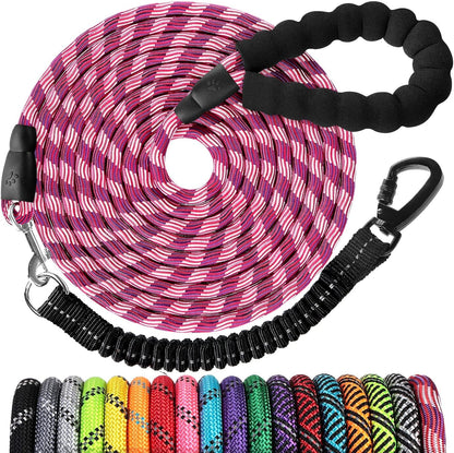 Long Dog Leash 15 FT: Heavy Duty Rope Leashes for Dogs Training with Swivel Lockable Hook Reflective Threads Bungee and Padded Handle - Dog Lead for Large Small Medium Dogs outside Walking Hiking29