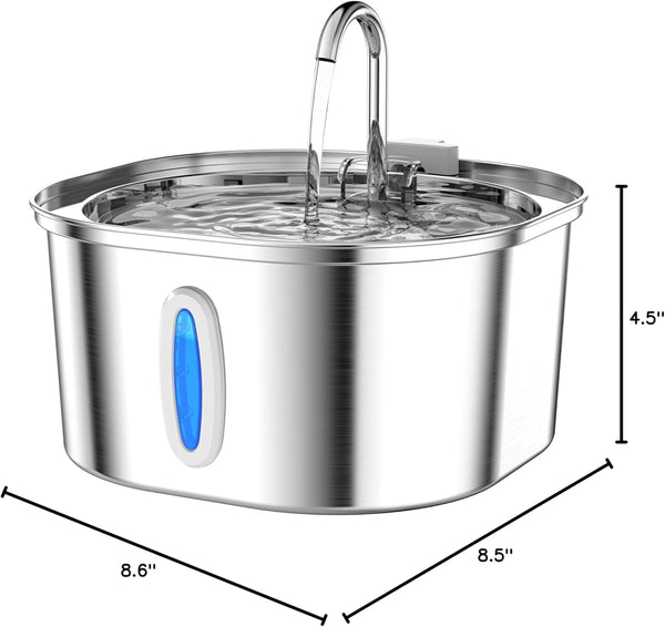 PEKTACO Cat Water Fountain, 3.2L/108Oz Stainless Steel Pet Water Fountain | Cat Drinking Fountain, Dishwasher Safe, with Triple Filtration, Quiet Pump, and Visible Water Window for Cats and Small Pets10