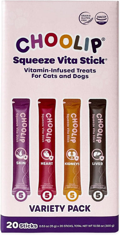 Choolip Squeeze Vita Stick Lickable Cat and Dog Treats – 49-Count Variety Pack – Real Meat Puree with Multivitamins for Total Pet Wellness – Grain-Free, High-Moisture, Vet-Formulated10