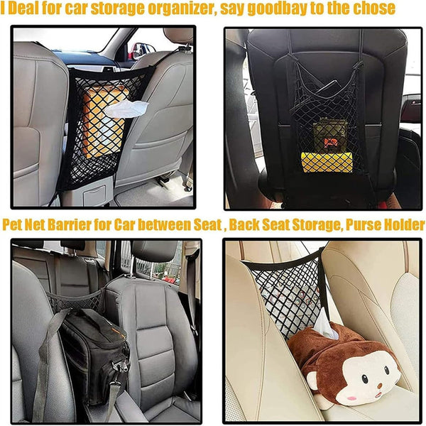 DYKESON Dog Car Net Barrier Pet Barrier with Car Mesh Organizer for Dog & Child, Safety Divider with Upgraded Storage Pouch, Easy Install for Cars & Suvs2