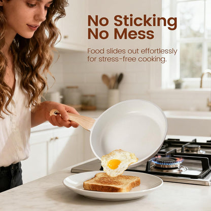 27PCS Nonstick Ceramic Pots and Pans Cookware Set with Gloves, Apron, Silicone Tools,Ivory4