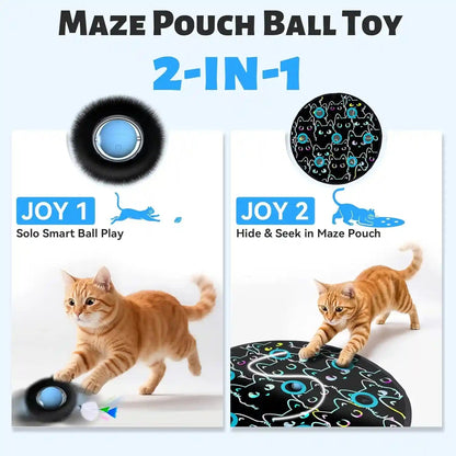 ORSDA Cat Toys, Interactive Fast Rolling Ball in Pouch, Hide and Seek for Indoor Cats, Motion Chirping Activated Moving Ball, 7 Holes Mat Mouse Catching Game3