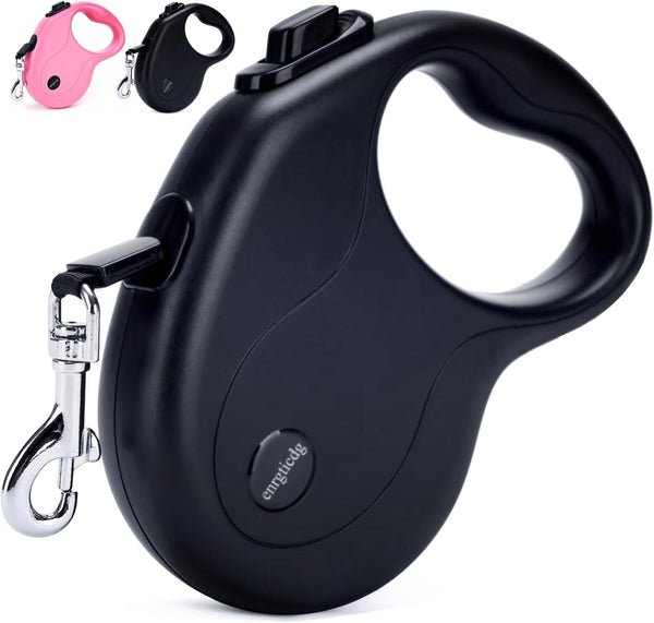 Enrgticdg 16Ft Retractable Dog Leash,Light Weight Leash for Small to Medium Dogs/Cats up to 50Lbs,Stainless Steel Spring Strong Nylon Tape, Tangle Free, One-Handed Brake.(Pink-Black)9