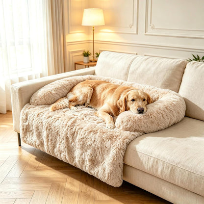 Calming Dog Bed for Couch, Thickened Plush Dog Mat with Raised Bolster, Washable Pet Sofa Bed & Furniture Protector, Non-Slip Dog Couch Cover for Small Medium Large Dogs & Cats (Dark Gray, X-Small)10