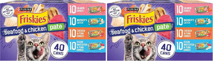 Purina Friskies Pate Wet Cat Food Variety Pack Seafood and Chicken Pate Favorites 40Ct VP - (Pack of 40) 5.5 Oz. Cans13