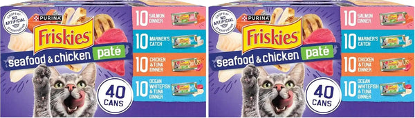Purina Friskies Pate Wet Cat Food Variety Pack Seafood and Chicken Pate Favorites 40Ct VP - (Pack of 40) 5.5 Oz. Cans13