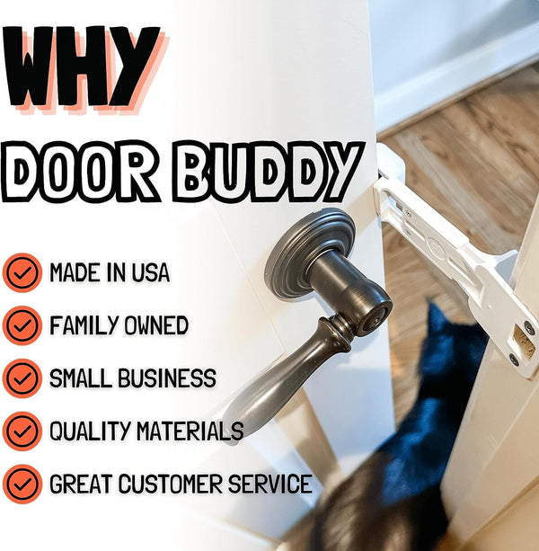 Door Buddy Door Prop for Cats - Easiest Cat Door Latch Holder to Keep Interior Door Open for Pets - Dog Proof Cat Feeding Station & Litter Box - Strong & Portable Door Stopper & Pet Gate Alternative7