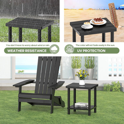 Outdoor Side Table with 2-Tier, Bamboo Small Patio Adirondack Tables | Black,Easy Assembly,Easy Maintenance,Weather Resistant,Indoor,Outdoor,Patio,Pool,Porch6