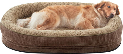 JOEJOY Orthopedic Dog Beds Large Sized Dog, XL Egg-Crate Memory Foam Pet Couch Bed with Bolster Sides, Waterproof Lining, Removable Washable Cover & Non-Slip Bottom, Grey20