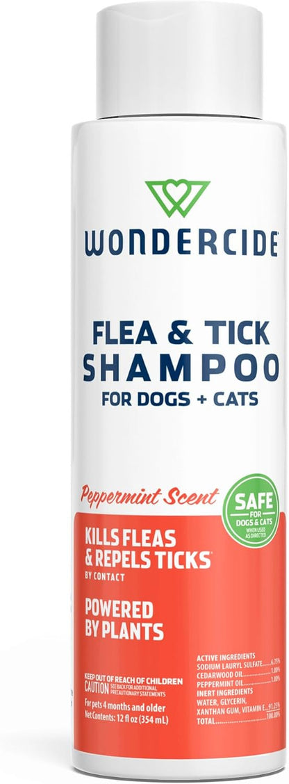 Wondercide - Flea & Tick Shampoo for Dogs and Cats - Peppermint - 12 Fl Oz | Flea and Tick Treatment with Natural Essential Oils - for Pets over 4 Months - Powered by Plants1