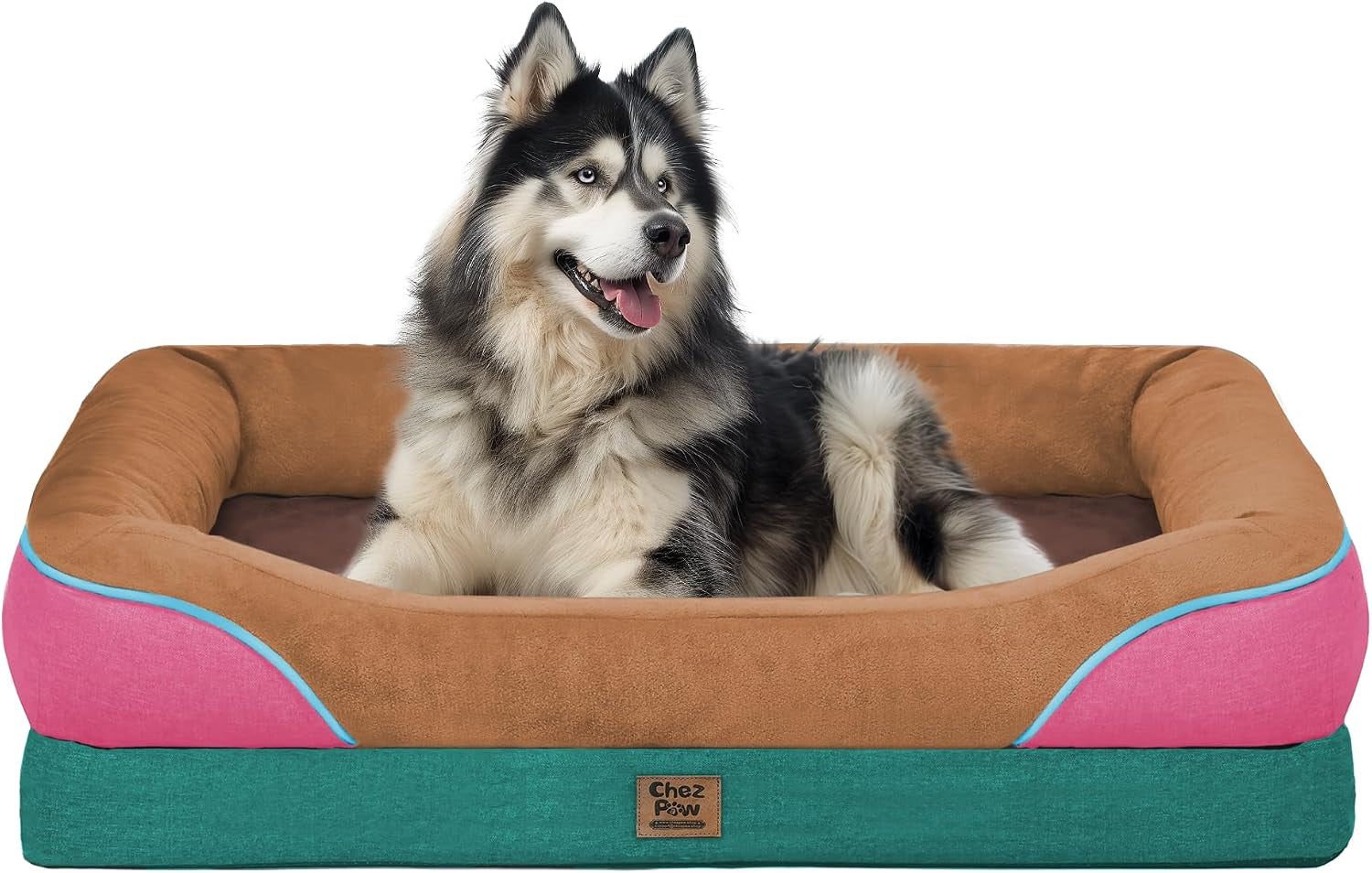 chez-paw-waterproof-orthopedic-xl-dog-bed-for-large-and-extra-large-dogs-egg-crate-foam-4-sided-bolster-support-waterproof-liner-non-slip-bottom-machine-washable-cover-42-x-30-inch