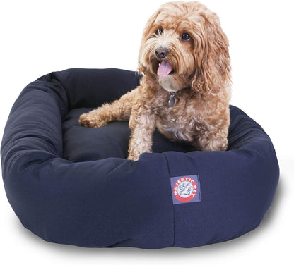 Majestic Pet 40 Inch Bagel Calming Dog Bed Washable – Cozy Soft round Dog Bed with Spine Support for Dogs to Rest Their Head - Fluffy Donut Dog Bed 40X29X9 (Inch) - round Pet Bed Large – Blue25