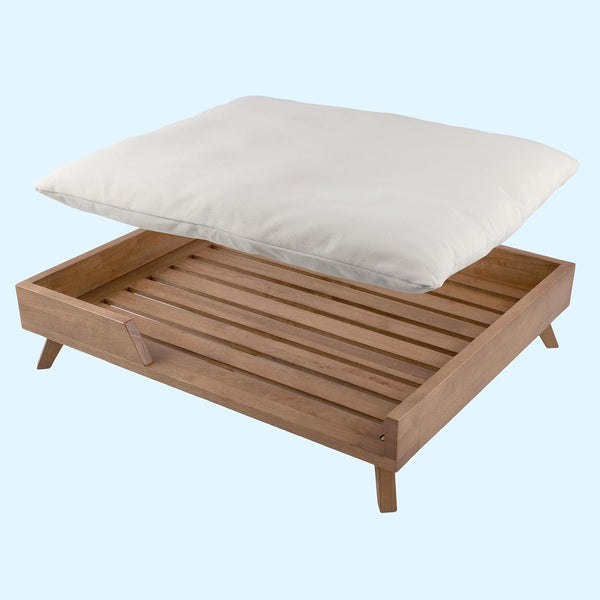 Elevated Dog Bed - 36” X 29.5” Indoor Pet Bed with Frame and Soft Cushion - Mid-Century Modern Wood Dog Bed for Medium to Large Pets by PETMAKER (Natural)7