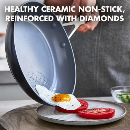 Valencia Pro 8" Ceramic Nonstick Frying Pan Skillet, Hard Anodized | Pfas-Free Nonstick, Induction Ready, Compatible with All Stovetops, Eggs & Omelets, Dishwasher Safe, Oven Safe up to 600F3