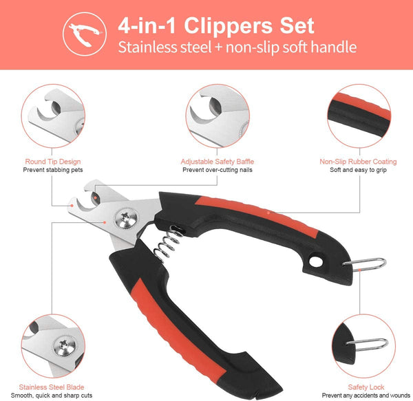 Dog Nail Clippers Trimmer Set, Quick Safety Guard to Avoid Over-Cutting, Stainless Steel Razor Sharp Blades, Sturdy Non-Slip Handles, Storage Case and Nail File, Professional Pet Grooming3
