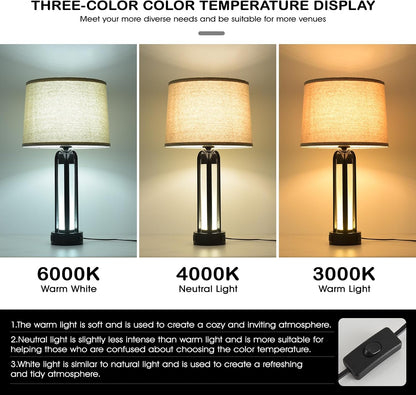 Industrial Table Lamps Set of 2 with Night Light, 23.6" Modern Bedside Lamps with USB C & AC Outlets, Dual Light Source with Double Button Switch, 3-Color Temp Nightstand Lamps for Bedroom Living Room6