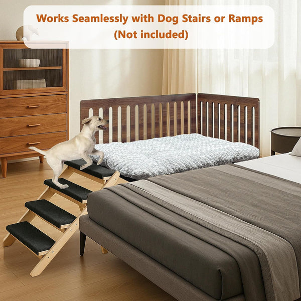 Beside Dog Bed,2 Panels Adjustable Height Dog Bunk Beds,25.5‘’X18‘’Metal Dogs Bed Frame with Cushion,Medium6