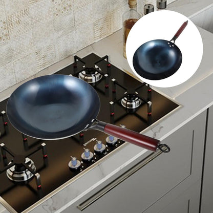 round Bottom Iron Wok, 12 Inch Non-Coated Stir Fry Pan with Handle, Large Wok Stir Fry Pan Suitable for Gas Stove, Even Heat Cooking and Easy Cleaning Cookware6