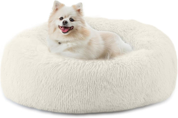 Bunlitent 39 Inch Calming Dog Bed, Donut Dog Bed for Large Sized Dog, Grey | Plush Anti-Anxiety, Donut Shape, Warming Cozy, round Cuddler Nest, Soft Cute,Marshmallow Cuddler Nest Pet Bed13