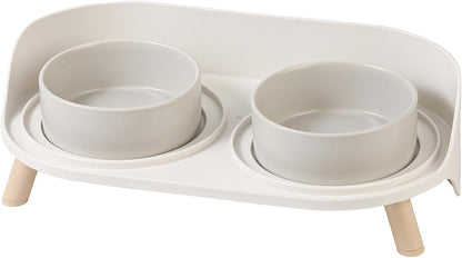 Elevated Ceramic Dog Bowl Set - Double Dog Feeding Bowls with Stand Splash Proof - Raised Dishes for Food and Water - Ideal for Small to Medium Dogs - 2 X 720 Ml - 11.3 Oz - White15