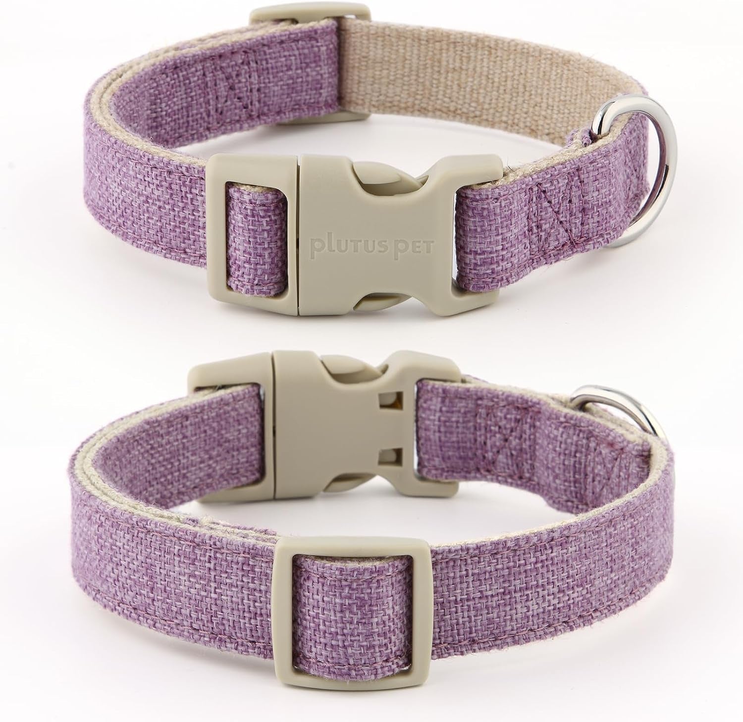 plutus-pet-cotton-hemp-dog-collar-and-leash-set-adjustable-collar-for-small-medium-and-large-dogs-heavy-duty-and-soft-on-skin-lavender-s