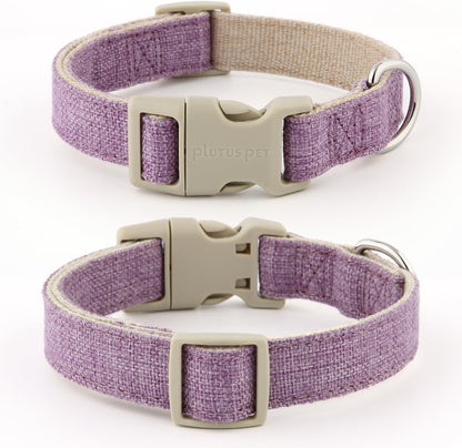 Plutus Pet Cotton Hemp Dog Collar and Leash Set, Adjustable Collar for Small, Medium, and Large Dogs, Heavy Duty and Soft on Skin, Lavender, S2