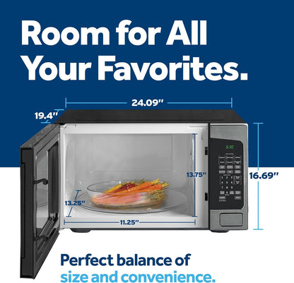 GE Countertop Microwave Oven,1, 200-Watt Capacity, 2.0 Cubic Ft., 8 Auto Setting Cooking Settings, Child-Lock Technology, Kitchen Essentials for the Countertop, Dorm Room or Apartment, Stainless Steel | Large Capacity, 8 Convenience Cook Settings, One-Touch Controls, Child Lock Technology, Glass Turntable2