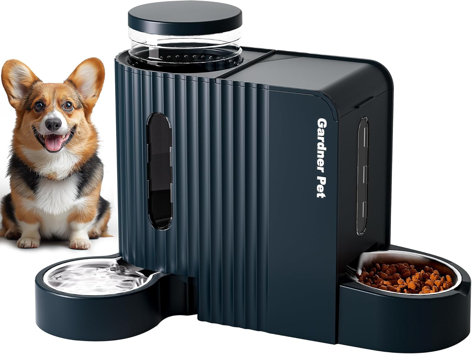 gardner-pet-automatic-gravity-pet-feeder-0-8-gallons-2-dog-feeder-and-water-dispenser-set-100-bpa-free-2-in-1-gravity-feeder-with-stainless-steel-bowl-for-dogs-cats-rabbits-puppies-green