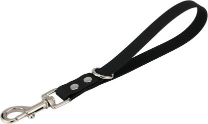 Short Dog Leash - 9 Inch Dogs Lead Grab Tab Heavy Duty Waterproof PVC Dog Training Traffic Leashes for Safety Control Behavior Correction Hiking Backup & All Breeds (Black, 9'')1