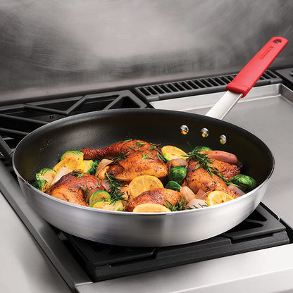Professional 14-Inch Non Stick Extra Large Frying Pan | Heavy-Gauge Aluminum Skillet with Reinforced Nonstick Coating, Red Handle, Dishwasher and Oven Safe, Made in Brazil2