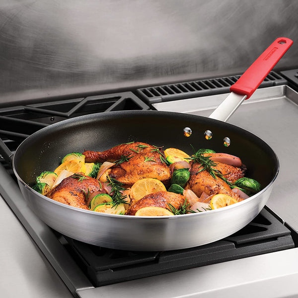 Professional 14-Inch Non Stick Extra Large Frying Pan | Heavy-Gauge Aluminum Skillet with Reinforced Nonstick Coating, Red Handle, Dishwasher and Oven Safe, Made in Brazil2