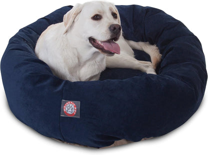 Majestic Pet 40 Inch Micro Velvet Calming Dog Bed Washable – Cozy Soft round Dog Bed with Spine for Head Support - Fluffy Donut Dog Bed 40X29X9 (Inch) – round Pet Bed Large – Pearl7
