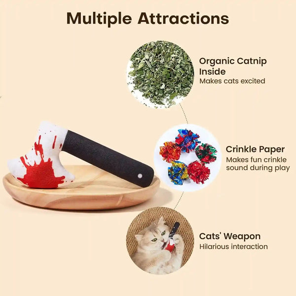 Potaroma 4Pcs Cat Toys, Horror Halloween Knife-Shaped Kitten Catnip Crinkly Sound Toys, Indoor Exercise for All Cat Breeds 6.5 Inches | Crinkly Sound Toys, Indoor Exercise for All Cat Breeds 6.5 Inches2