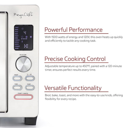 30 Quart Digital French Door Multi-Function Convection Toaster Oven with Rotisserie Set & Toast, Bagel, Pizza, Bake, Roast, Broil, Cookies, Dehydrate & More Presets5