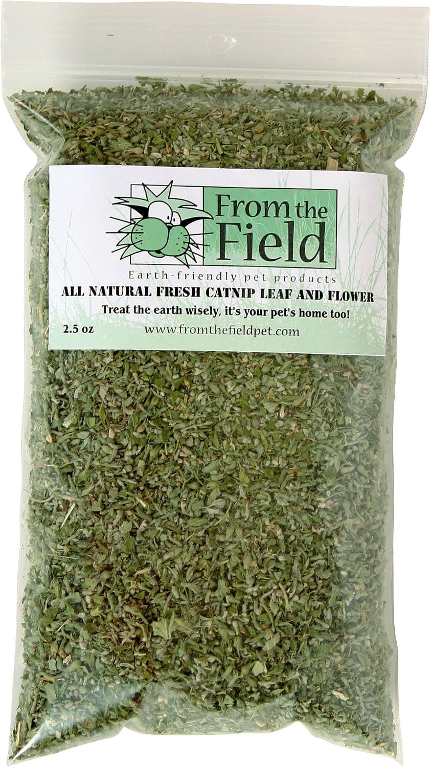 from-the-field-9-oz-catnip-leaf-and-flower-bulk-bag-organic-usa-grown-high-potency-catnip-for-cats-kittens-resealable-long-lasting-natural-cat-treat-for-play-exercise