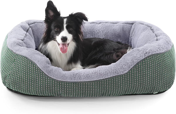 INVENHO Medium Dog Beds for Medium Dogs Washable, Rectangle Dog Bed Medium Size Dog, Orthopedic Dog Bed, Warming Soft Calming Sleeping Puppy Bed Durable Pet Bed with Anti-Slip Bottom M(30"X24"X9")35
