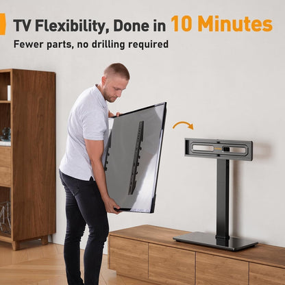 Universal Swivel TV Stand Base for 32–70 Inch Tvs to 88Lbs | 9-Level Height Adjustable, Tempered Glass Base, Tilt, Max VESA 400X400Mm, TV Stand Mount for Living Room & Bedroom, PGTVS268